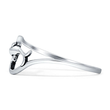 Oxidized Dolphin Wave Ring